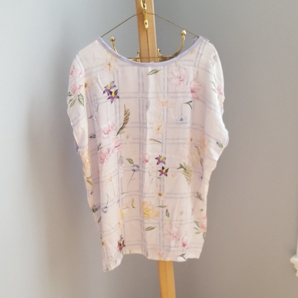 Zara satin-front botanical t-shirt
